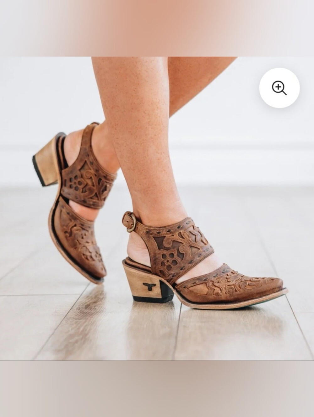 Lane Robin Distressed Leather Overlay Slingback Mules Sz 10 - Picture 9 of 10